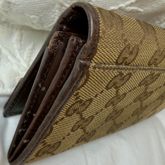 Gucci Britt GG Logo Signature Canvas Leather Continental Bi Fold Zip Wallet - Picture 7 of 10
